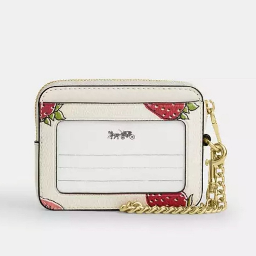coach Zip Card Case With Strawberry Print car32 - Picture 2 of 4